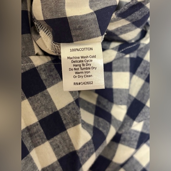 SAIL to SABLE NAVY GINGHAM LONG SLEEVE RUFFLE HEM DRESS SIZE M - Picture 10 of 10